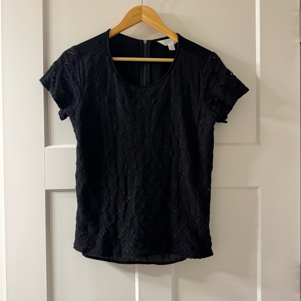 Market & Spruce Black Textured Women's Blouse